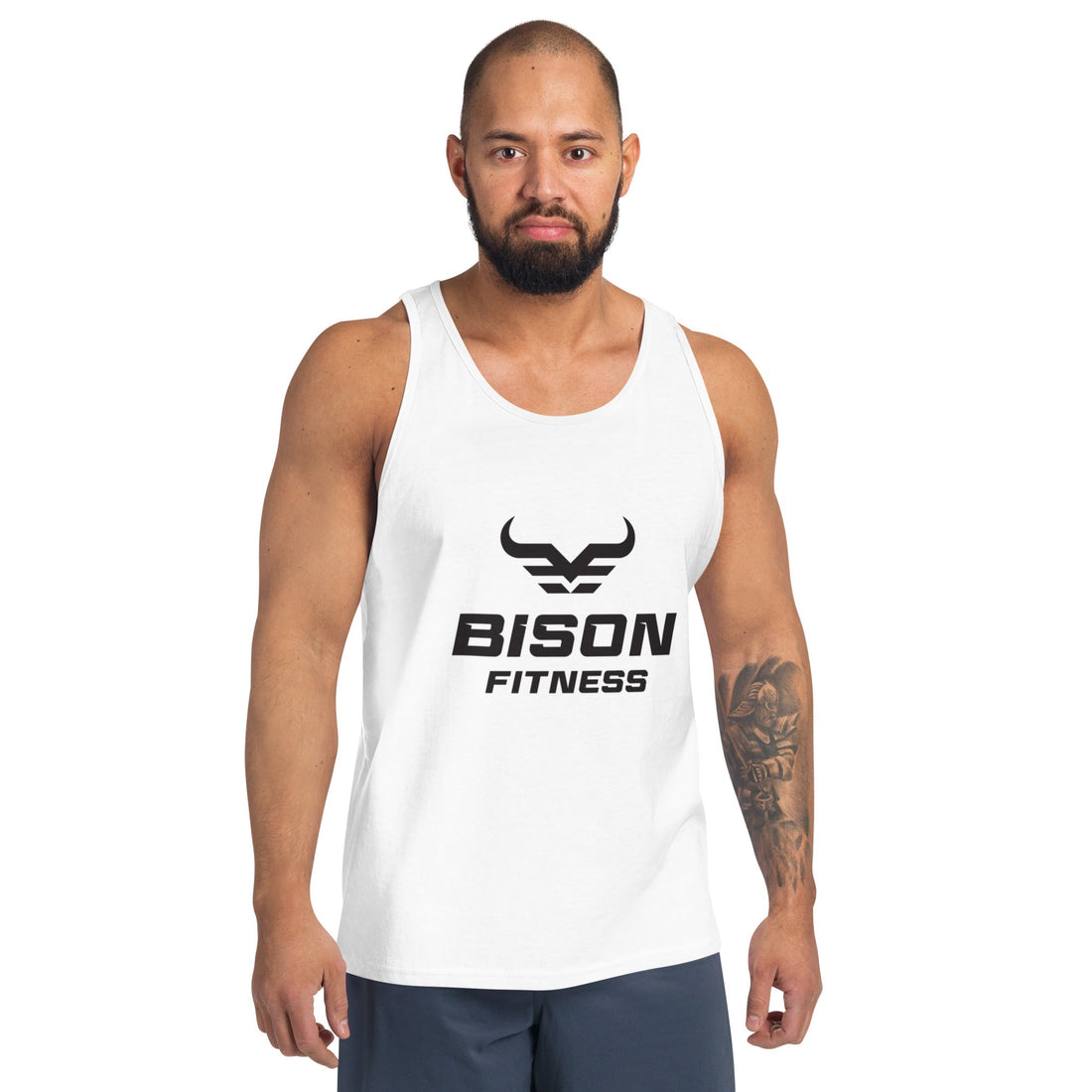 4AM Club Staple Tank in White, on-model front view