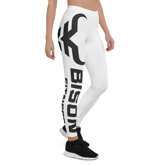 White Bison Fitness Leggings in White, right front view