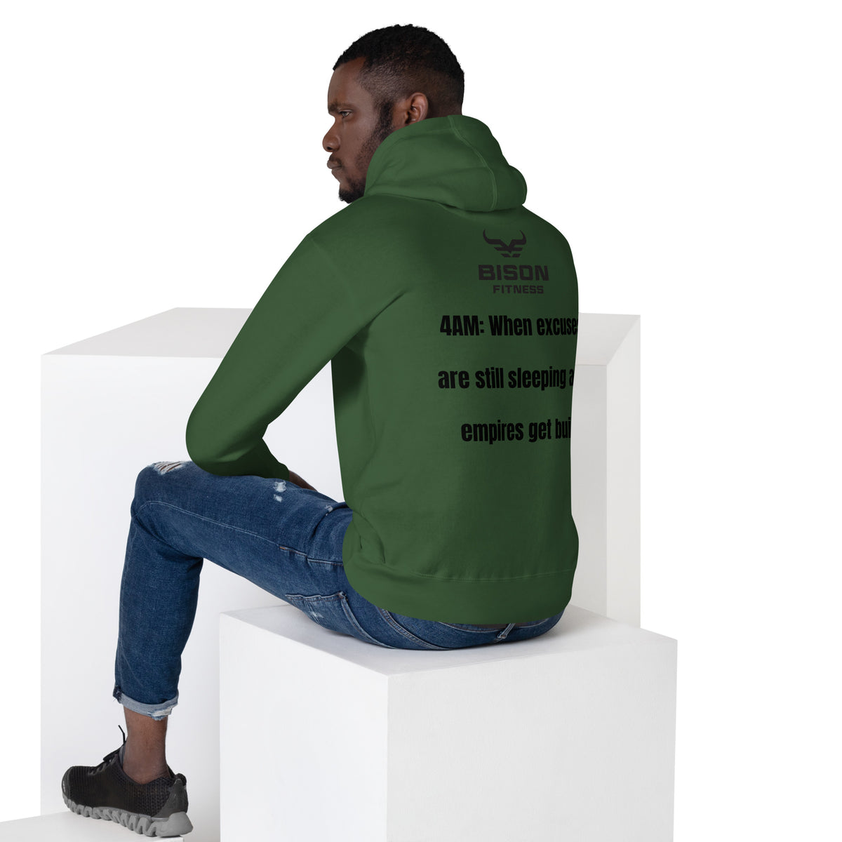 The Sunrise Hoodie | 4AM Club in Forest Green, back view
