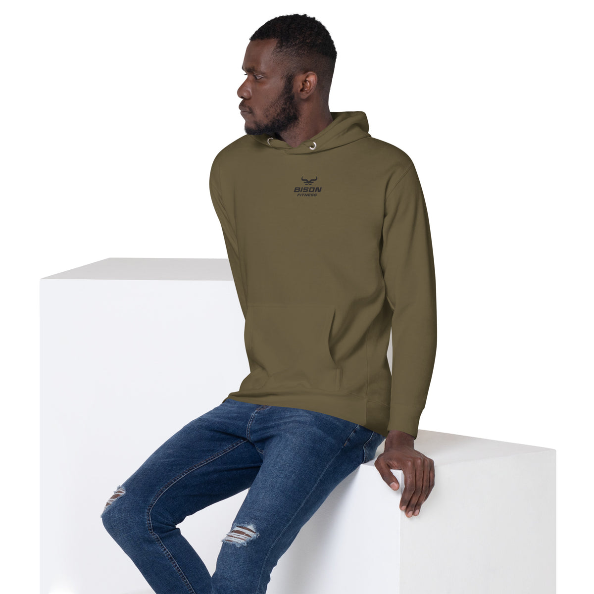 The Sunrise Hoodie | 4AM Club in Military Green, left front view