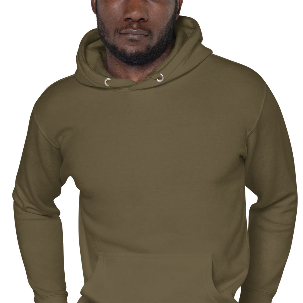The Sunrise Hoodie | 4AM Club in Military Green, close-up detail