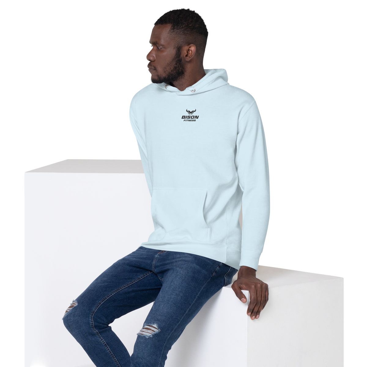 The Sunrise Hoodie | 4AM Club in Sky Blue, left front view