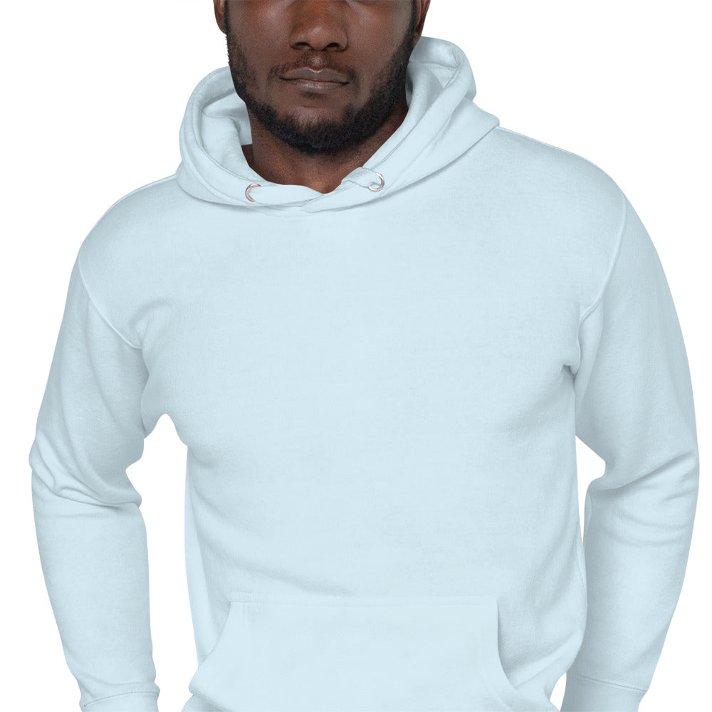 The Sunrise Hoodie | 4AM Club in Sky Blue, close-up detail