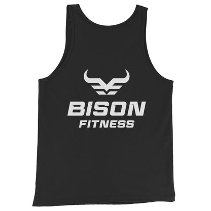 Bison Fitness Staple Tank 4AM Club in black, back logo print